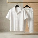 Korean Cherry White Color Shirt & Trouser Combo Set