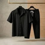 Korean Cherry Black Color Shirt & Trouser Combo Set