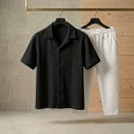 Korean Cherry Black & White Color Shirt & Trouser Combo Set